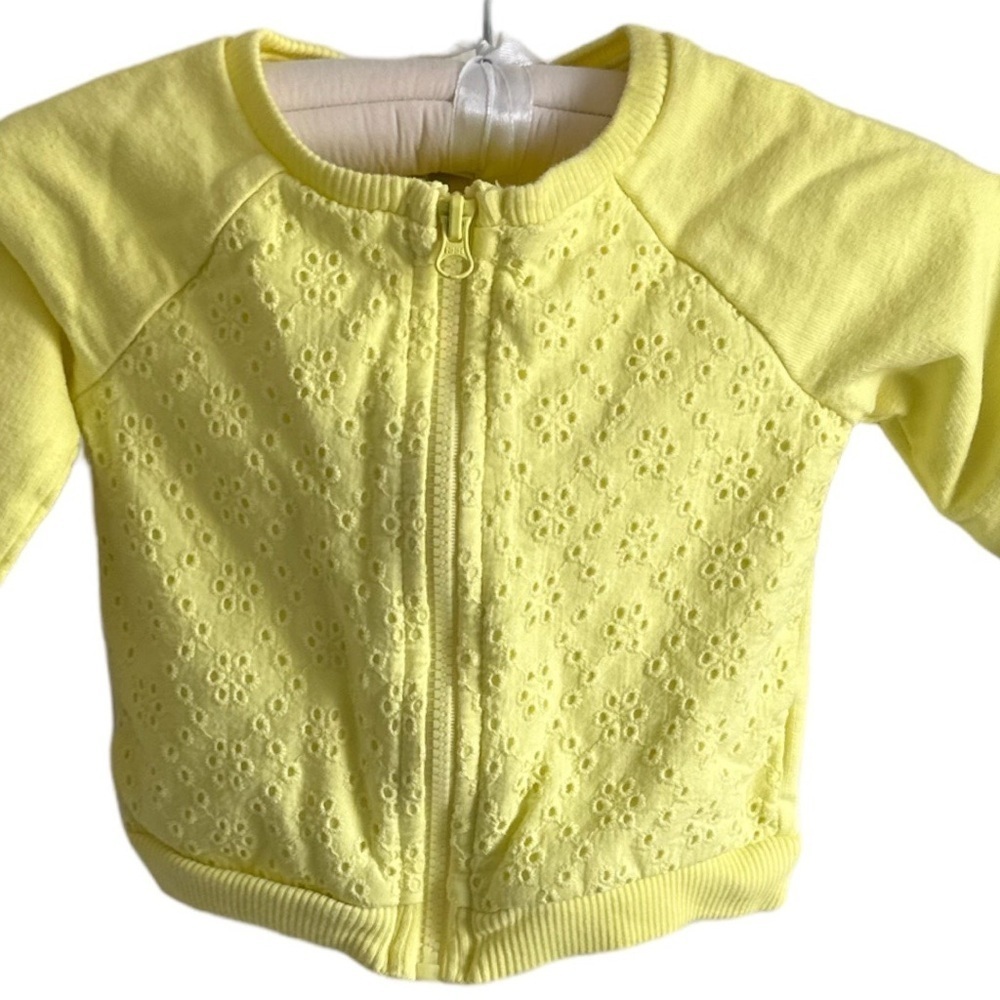 Cherokee 3-6m Baby Girl Vintage Light Yellow Zip Sweater Jacket